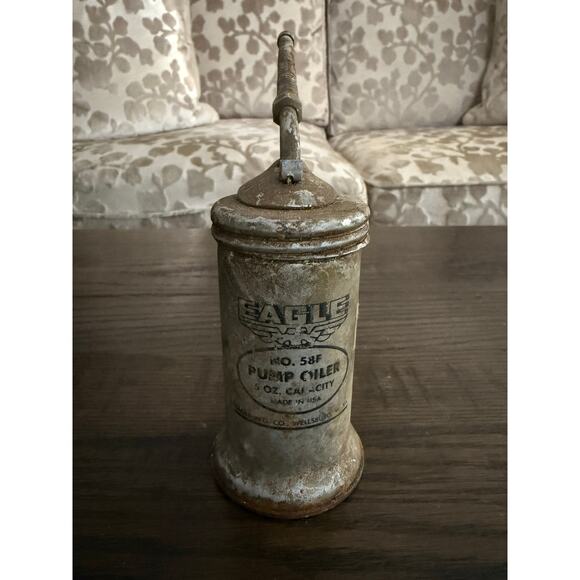 Vintage Oil Can Eagle Eaglet No.58 Pump Oiler 5oz Capacity Made in USA - Picture 1 of 8